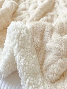 1入組幾何紋理質感毯子 - 白色 - 查看 2