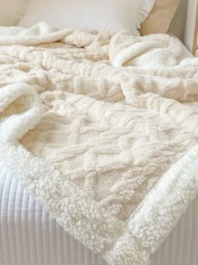 1入組幾何紋理質感毯子 - 白色 - 查看 3