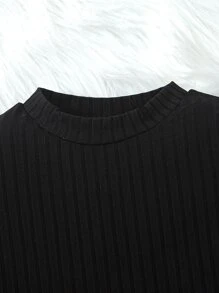 Young Girl Textured Sleeve Tee & Belted Pants - Multicolor - View 3