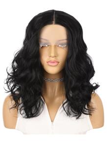 13*1丁字蕾絲短卷人造假髮 - 黑色 - 查看 1