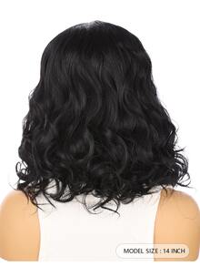 13*1丁字蕾絲短卷人造假髮 - 黑色 - 查看 2