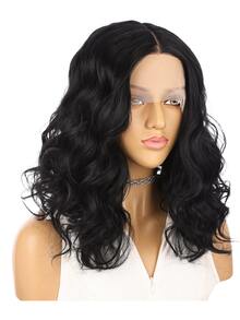 13*1丁字蕾絲短卷人造假髮 - 黑色 - 查看 5