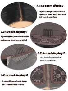 13*1丁字蕾絲短卷人造假髮 - 黑色 - 查看 6