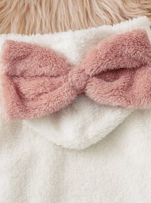 SHEIN 女童蝴蝶结泰迪熊卫衣 - 米色 - 查看 3