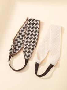 2入組千鳥格印花髮帶 - 彩色 - 查看 1