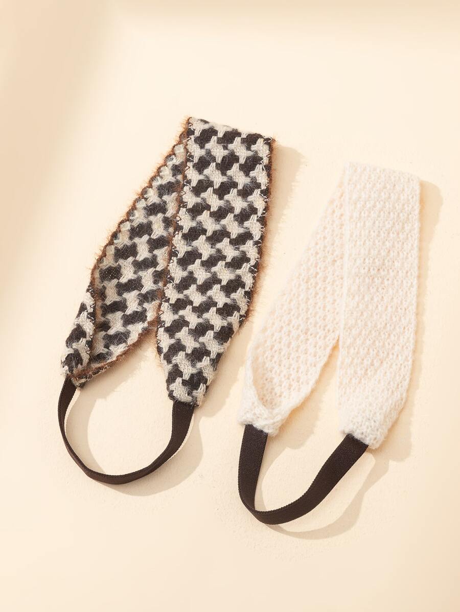 2入組千鳥格印花髮帶 - 彩色 - 查看 1