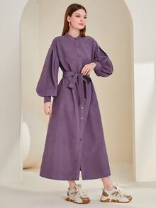 Mulvari 燈籠袖腰帶襯衫洋裝