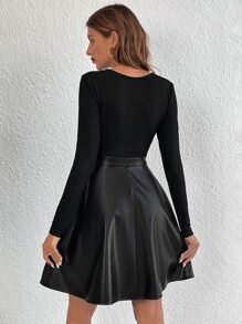 SHEIN Frenchy 休閒純色女士連衣裙 - 黑色 - 查看 2