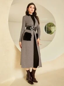 Mulvari 滿版印花口袋貼布開門襟腰帶外套 - 彩色 - 查看 5