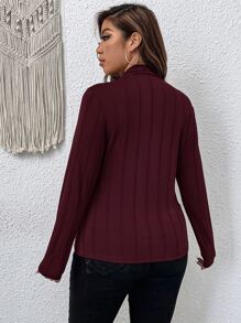 SHEIN LUNE 大碼木耳邊小高領T恤 - 紫紅色 - 查看 2