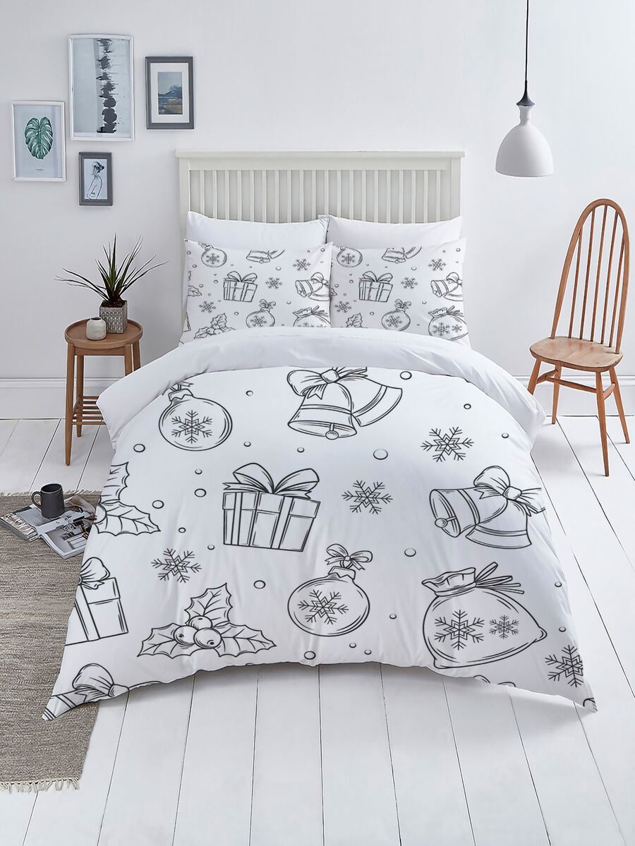 Christmas Pattern Duvet Cover Set Without Filler - Multicolor - View 1