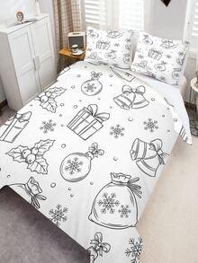 Christmas Pattern Duvet Cover Set Without Filler - Multicolor - View 2