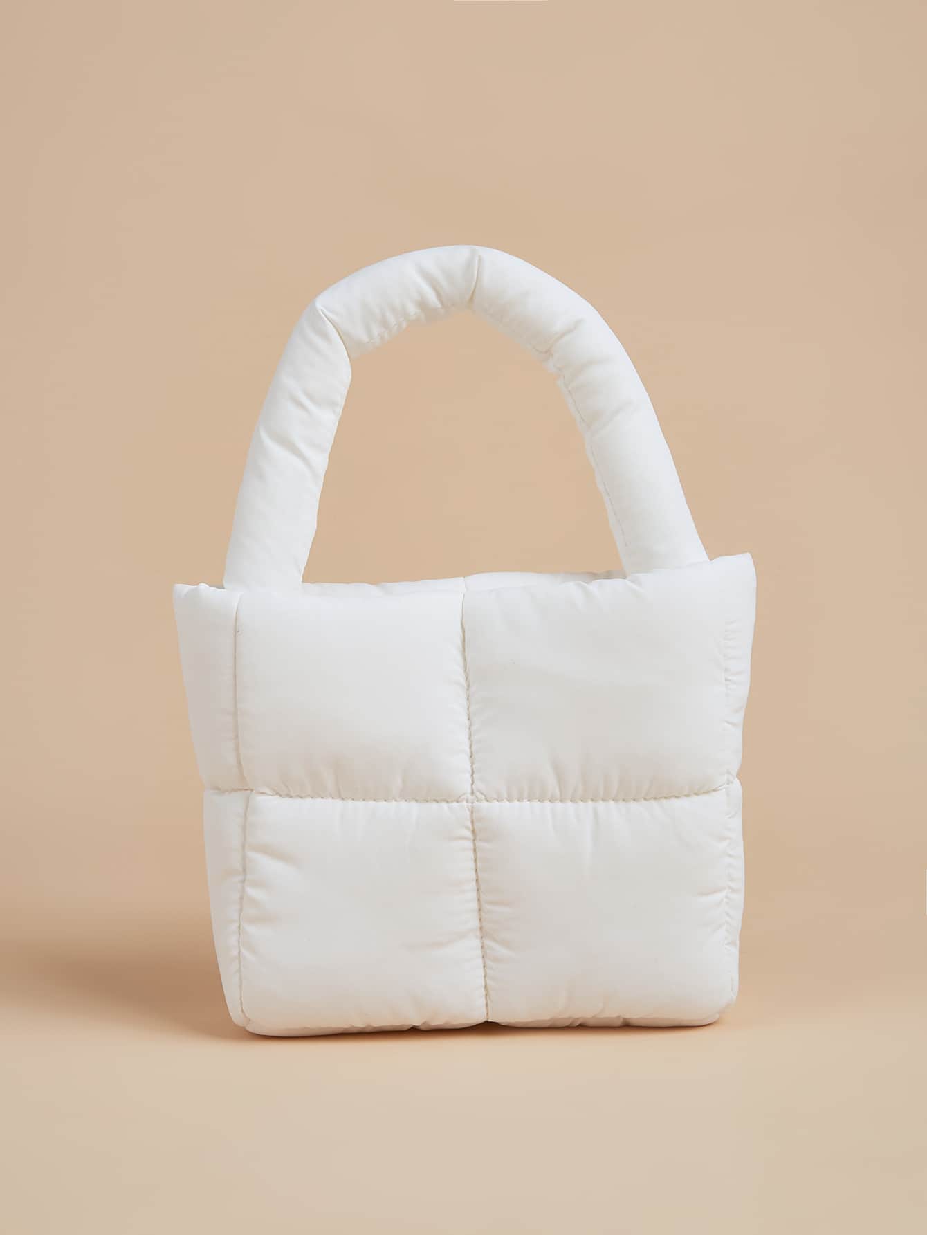 Girls Minimalist Quilted Square Bag - White - View 1