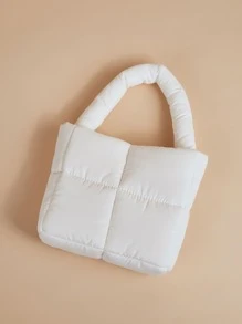 Girls Minimalist Quilted Square Bag - White - View 4