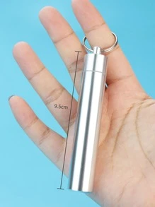 不銹鋼牙籤口袋套裝便攜式牙線簽可重複使用金屬牙籤牙齒清潔套件帶鑰匙扣架適合戶外野餐露營旅行 - 銀色 - 查看 5