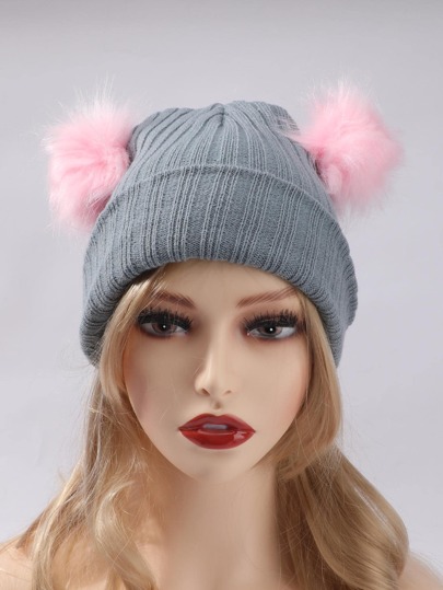 قبعة صغيرة الكفة كرات مخملية زخرفة