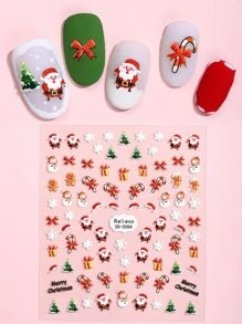 Beauty Sticker Christmas 1sheet Santa Claus Pattern Nail Art Sticker - Multicolor - View 1