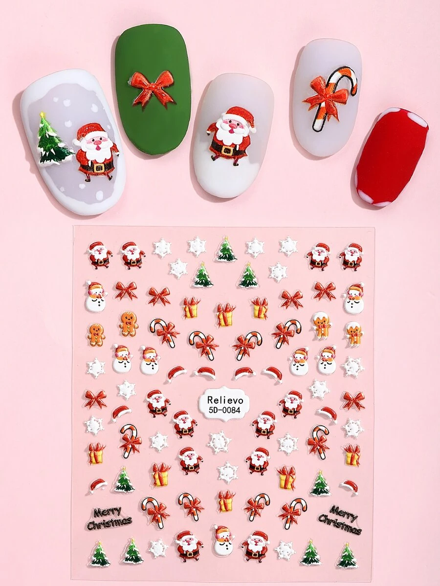 Beauty Sticker Christmas 1sheet Santa Claus Pattern Nail Art Sticker - Multicolor - View 1