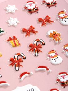 Beauty Sticker Christmas 1sheet Santa Claus Pattern Nail Art Sticker - Multicolor - View 2
