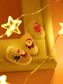 Beauty Sticker Christmas 1sheet Santa Claus Pattern Nail Art Sticker - Multicolor - View 4