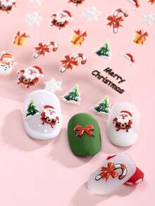 Beauty Sticker Christmas 1sheet Santa Claus Pattern Nail Art Sticker - Multicolor - View 6