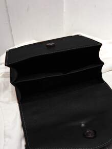 Mini Studded Decor Chain Shoulder Bag - Black - View 4