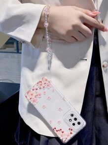 Flower Print Clear Phone Case With Lanyard - Multicolor - View 2