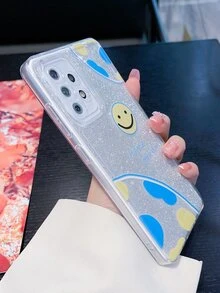 Cartoon Smile Print Case điện thoại trong suốt bằng giấy lấp lánh - Nhiều màu - Xem 2