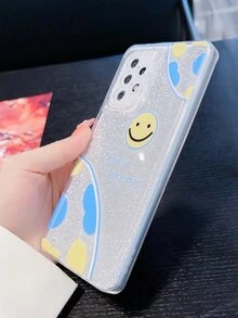 Cartoon Smile Print Case điện thoại trong suốt bằng giấy lấp lánh - Nhiều màu - Xem 4