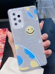 Cartoon Smile Print Case điện thoại trong suốt bằng giấy lấp lánh - Nhiều màu - Xem 5