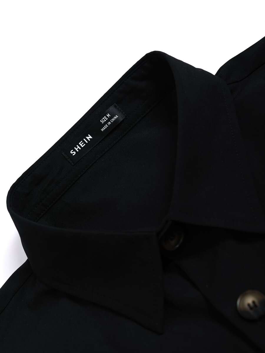 Manfinity Homme Loose Fit Men's Plaid Print Shirt With Patched Pocket