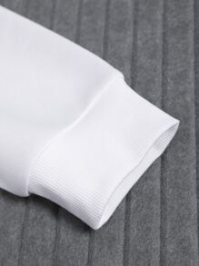 Manfinity Men Fish & Slogan Graphic Drop Shoulder Sweatshirt - White - View 6