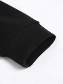 Manfinity LEGND Hombres Capucha con estampado de letra de hombros caídos con cordón - Negro - Ver 7