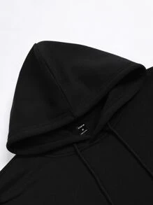 Manfinity LEGND Hombres Capucha con estampado de letra de hombros caídos con cordón - Negro - Ver 8