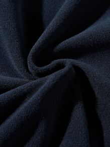 Manfinity Homme Men 1pc Half Zip Patch Detail Flannelette Sweatshirt - Navy Blue - View 3