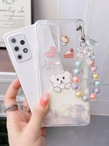 Cartoon Bear Print Clear Phone Case With Lanyard Compatible With iPhone15/15Plus/15Pro/15Promax - Multicolor - View 4