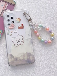 Cartoon Bear Print Clear Phone Case With Lanyard Compatible With iPhone15/15Plus/15Pro/15Promax - Multicolor - View 5