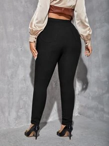 Calvaya Plus High Waist Skinny Pants - Black - View 2