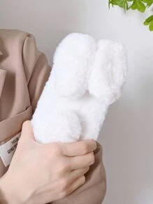 3D Rabbit Design Fluffy Phone Case - White - View 1