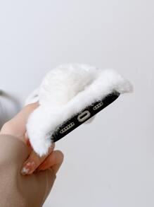 3D Rabbit Design Fluffy Phone Case - White - View 3