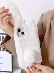 3D Rabbit Design Fluffy Phone Case - White - View 4