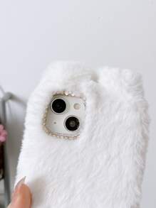 3D Rabbit Design Fluffy Phone Case - White - View 5