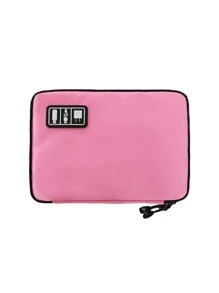 Smart Watch Portable Watch Band Storage Bag, Data Cable & Charging Cable Organizer, 9 Slots For Watch Band + Mesh Bag, M Size Long Handy Strap Box - Pink - View 2