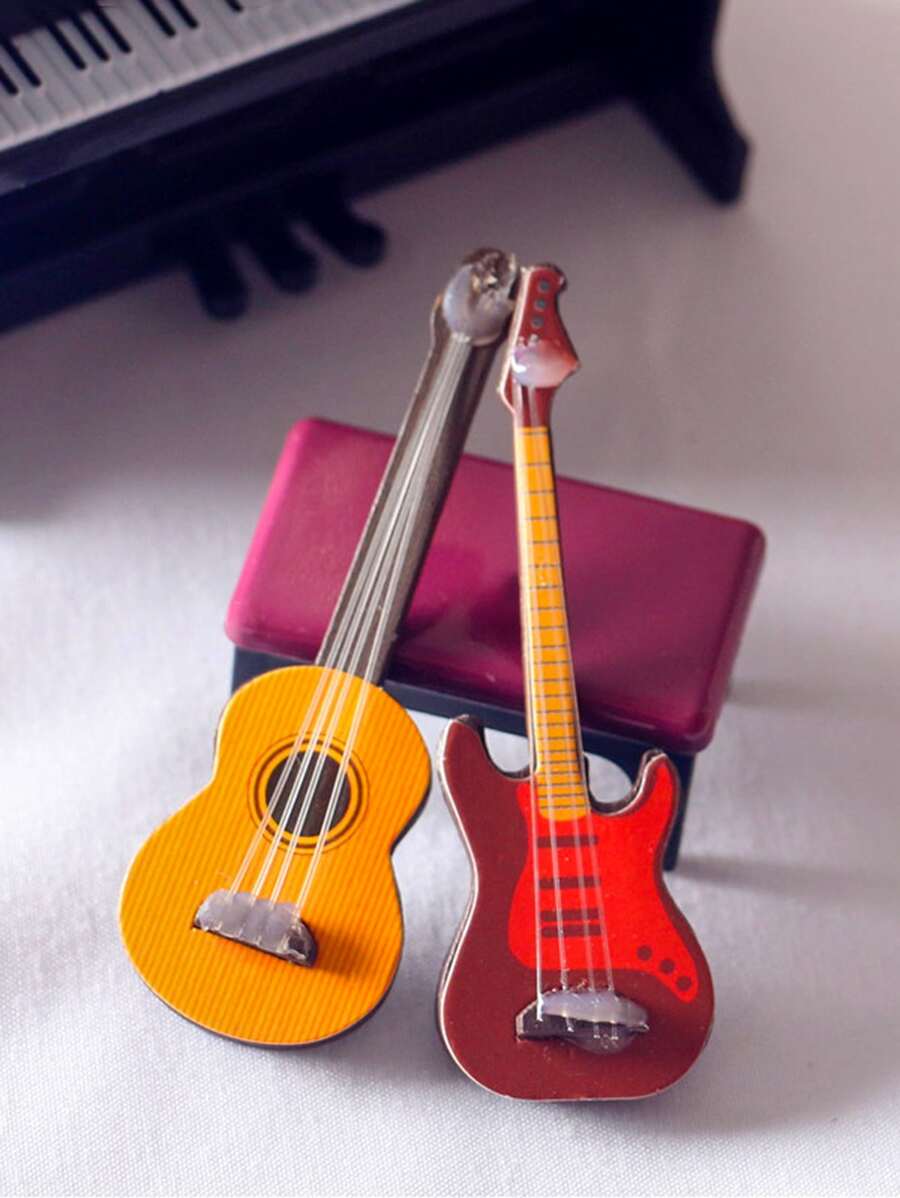 2pcs Musical Instrument Design Decoration Craft, Mini Art Decoration For Home Decor - Multicolor - View 1