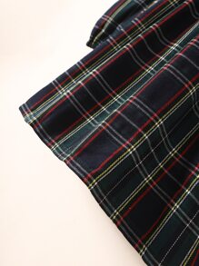 SHEIN 小女童蘇格蘭格紋彼得潘領雙排釦連衣裙附帽子 - 彩色 - 查看 6