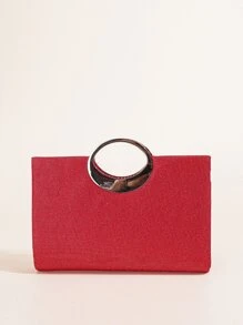 1 件女式水晶椭圆形手柄闪光手拿包女士晚宴包派对手拿包婚礼钱包鸡尾酒舞会手提包带褶皱 - 紅色 - 查看 6