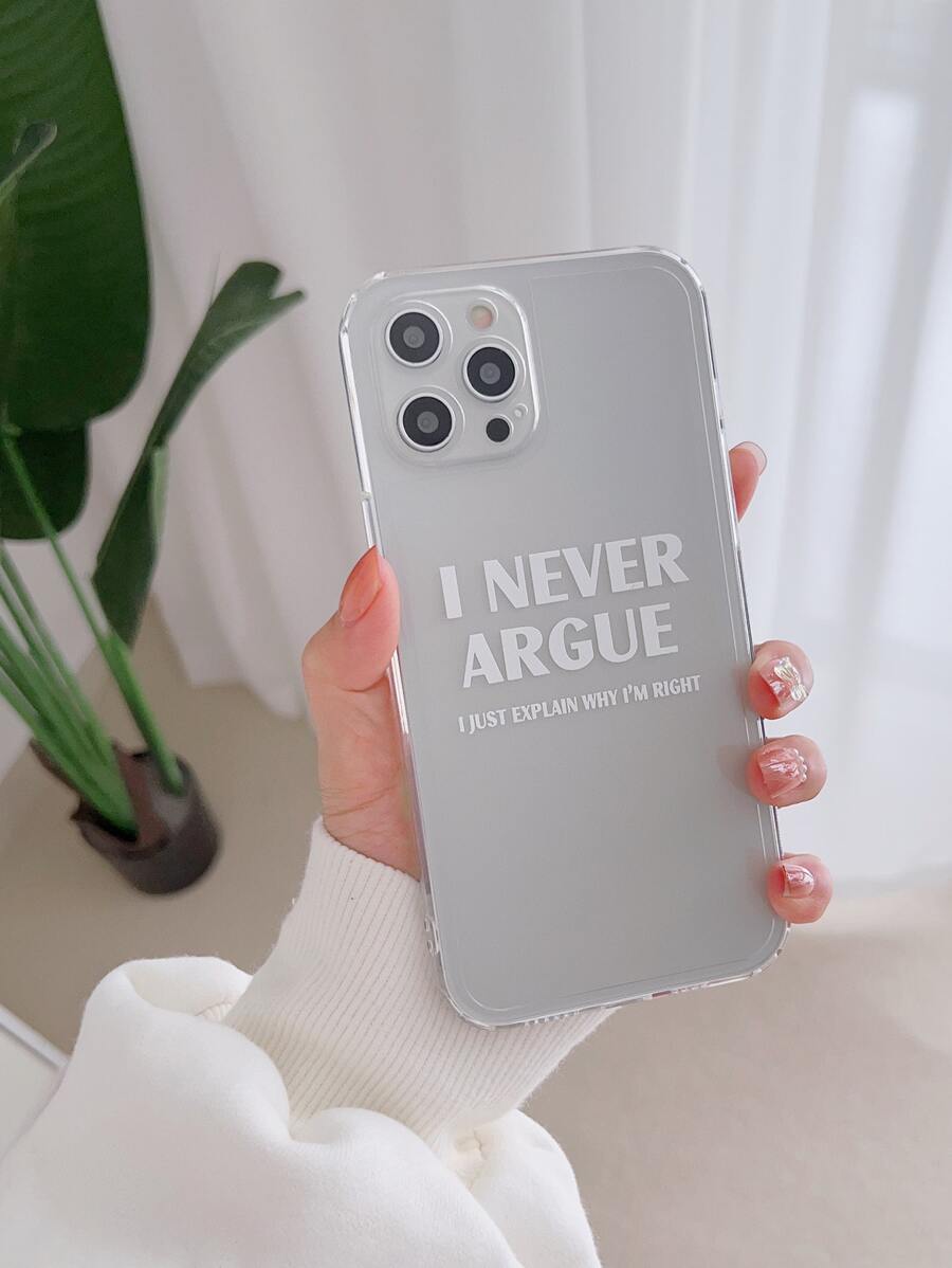 Slogan Graphic Phone Case - Clear - View 1