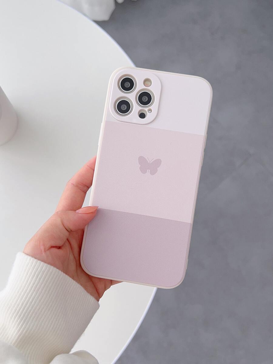 Apple Pink Butterfly Pattern Phone Case Compatible With IPhone15/15Plus/15Pro/15Promax Waterproof Shockproof Anti-Fall Scratch Resistant - Multicolor - View 1