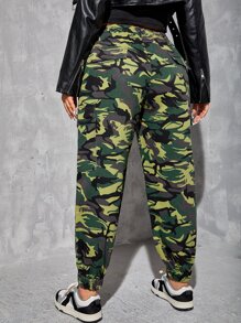 Plus Camo Print Cargo Jeans - Multicolor - View 2