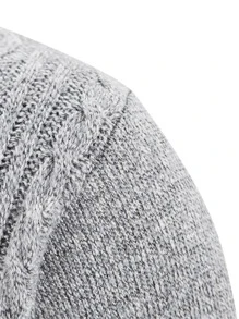 Manfinity Men Cable Knit Zip Up Cardigan - Light Grey - View 4